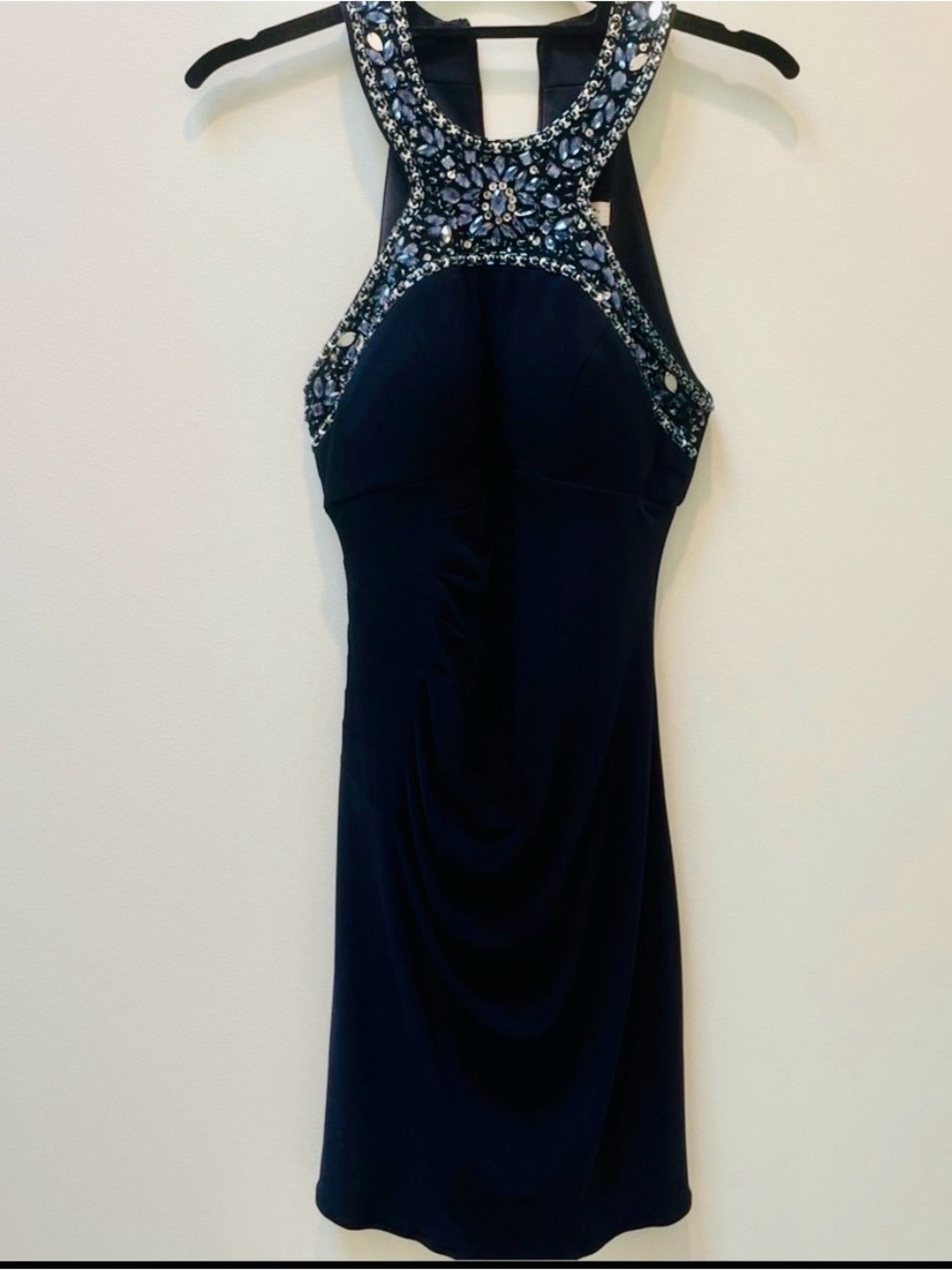 Cache Vintage 90s Y2K Bodycon Jeweled Halter Top Dress